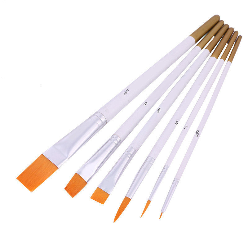 Oil Paint Brush Set White Rod Gold Tail Pen