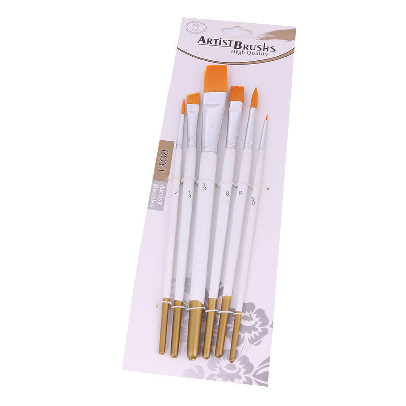 Oil Paint Brush Set White Rod Gold Tail Pen