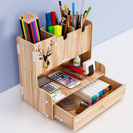 Ayane Creative Pen Pencil Holder Receiving Box Desktop  Learning  Penholder Office  Desk Organizer Storage Rack Supplies Wood