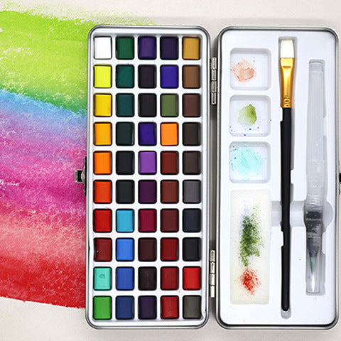 50-color solid watercolor paint set