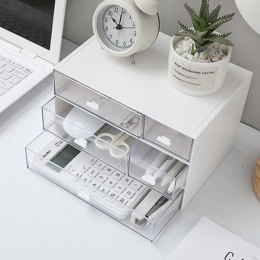 Office desktop transparent drawer type storage box student desk supplies ins artifact small box