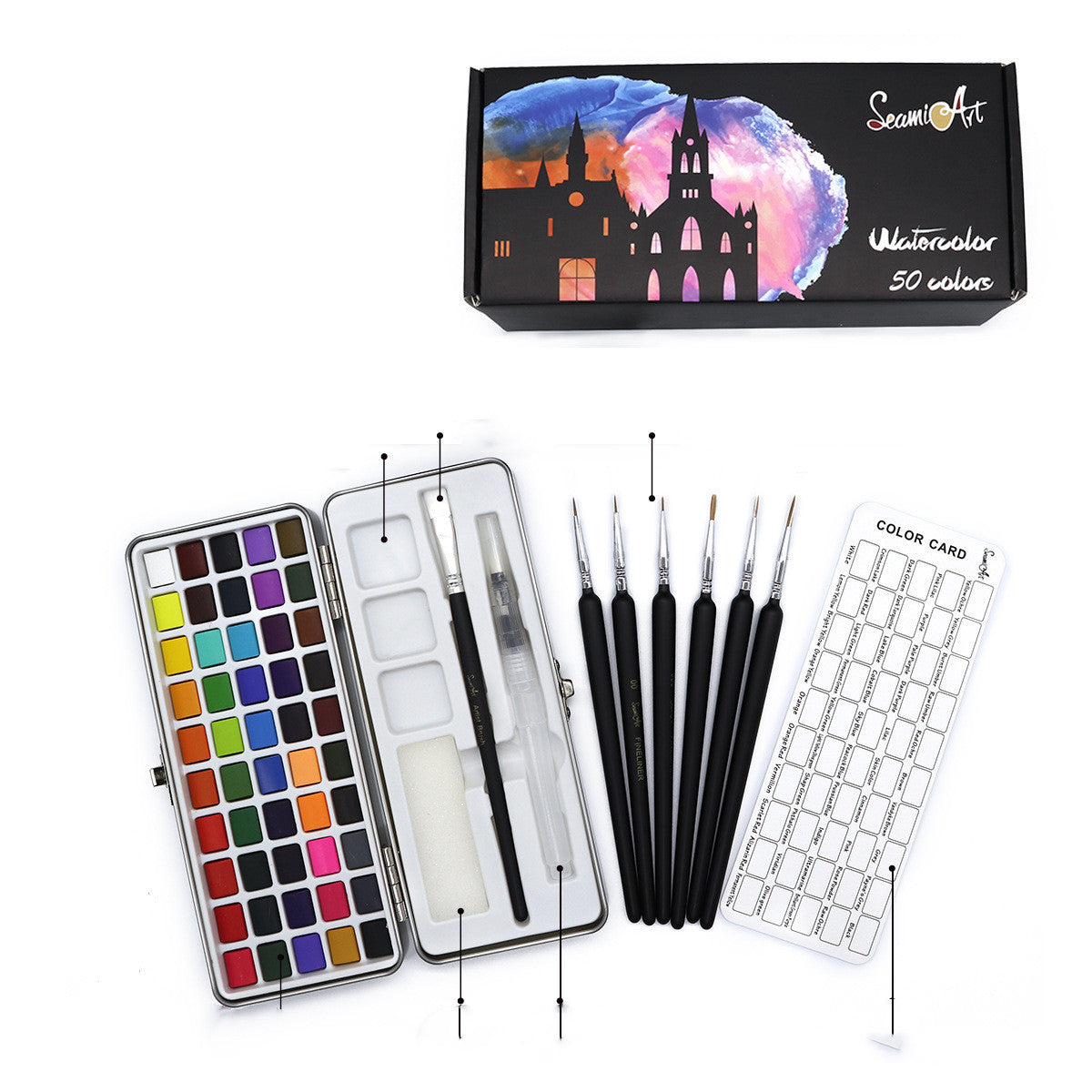 Portable Sketching Concentrated Solid Watercolor Paint Set