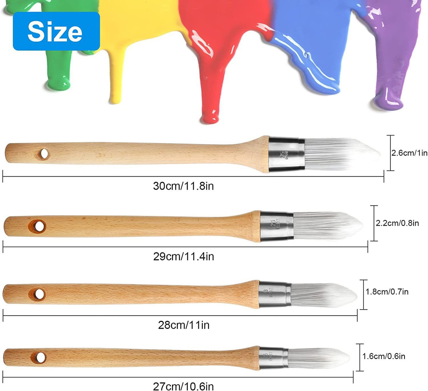 Beech Handle Round Pointed Thread Painting Paint Brush