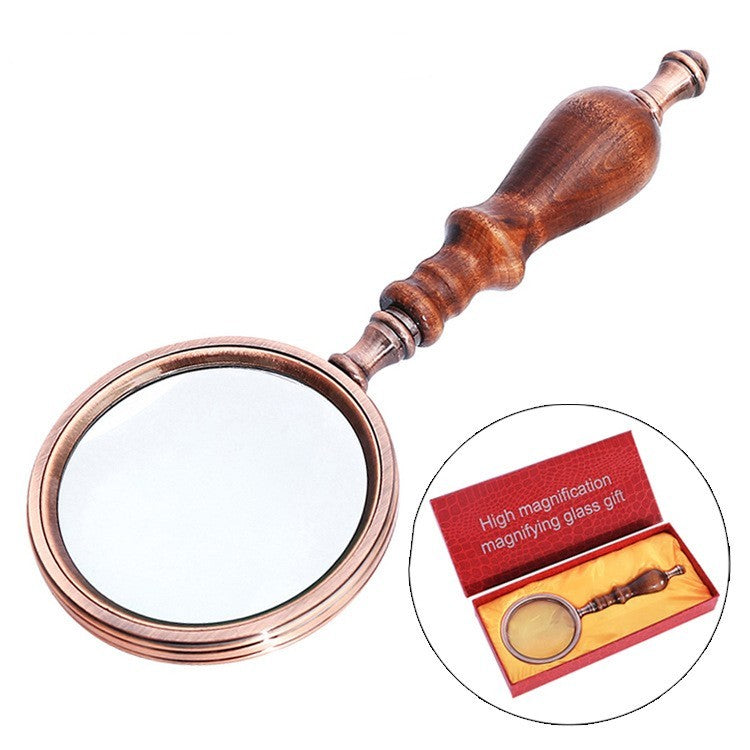 Wooden Handle Retro High-grade Optical Glass Ebony Wood Magnifying Glass